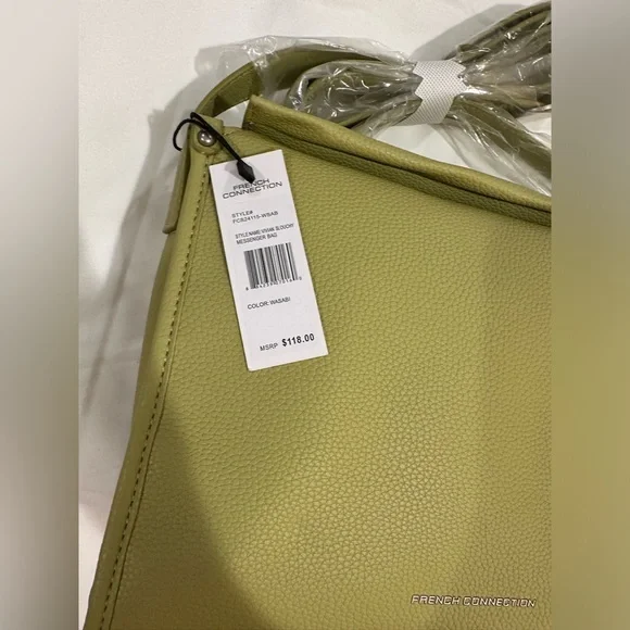 French Connection slouchy Messenger Bag Wasabi color NWT MSRP $118.00 - Picture 4 of 6